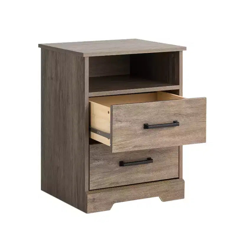 Table de chevet rustique Prepac Rustic Ridge avec 2 tiroirs et une étagère ouverte