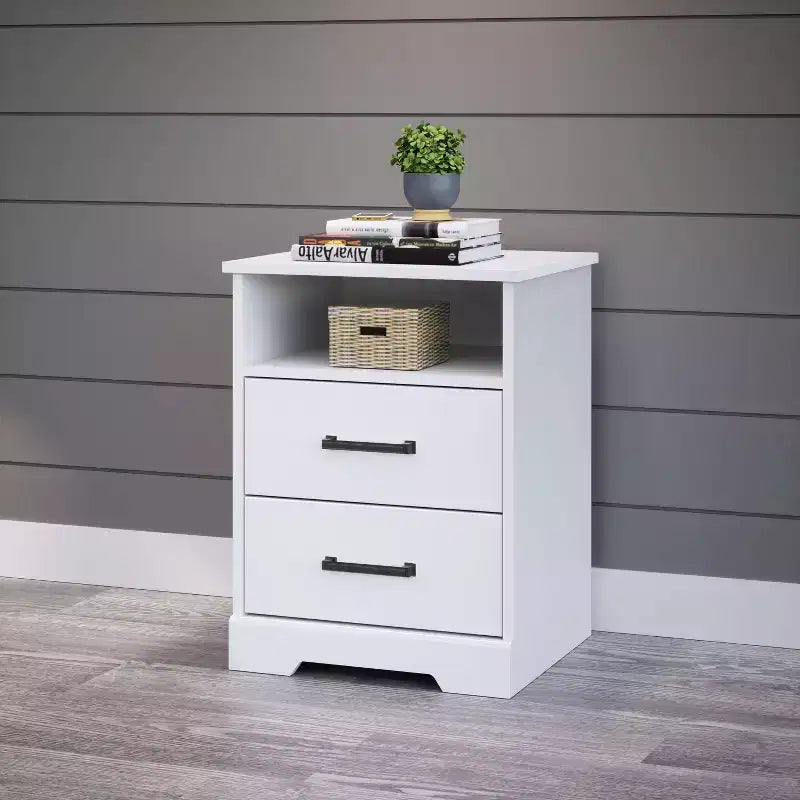 Table de chevet rustique Prepac Rustic Ridge avec 2 tiroirs et une étagère ouverte