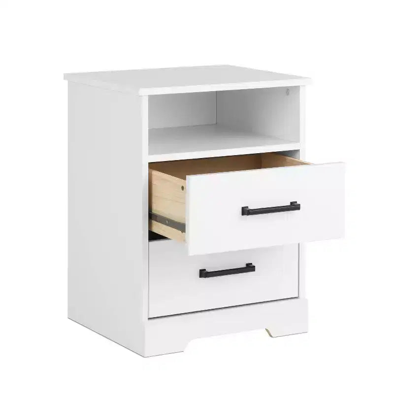 Table de chevet rustique Prepac Rustic Ridge avec 2 tiroirs et une étagère ouverte