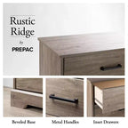 Table de chevet rustique de ferme Prepac Rustic Ridge à 3 tiroirs