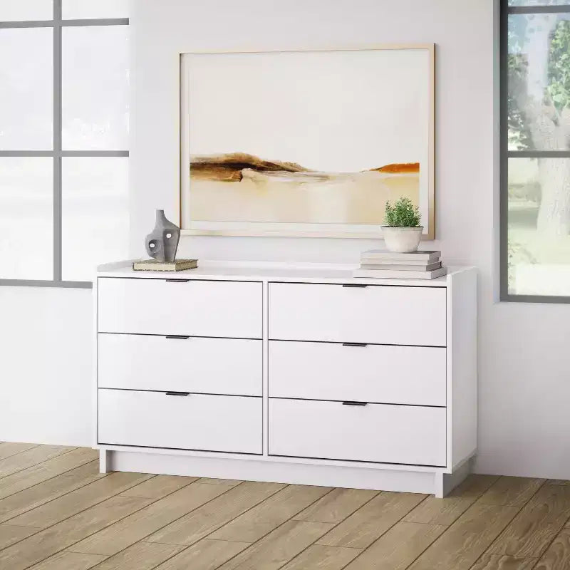 Commode à 6 tiroirs Prepac 52,5 po, style moderne et épuré