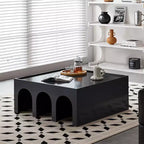Table basse bibliothèque à 4 niveaux, meuble créatif multifonctionnel, étagère de rangement au sol, étagères de rangement minimalistes, noir, 91 cm