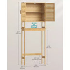 Meuble de Rangement au-Dessus des Toilettes SONGMICS, Armoire avec Étagère Intérieure Réglable et Barre Stabilisatrice Inférieure, Étagère WC, Beige Naturel
