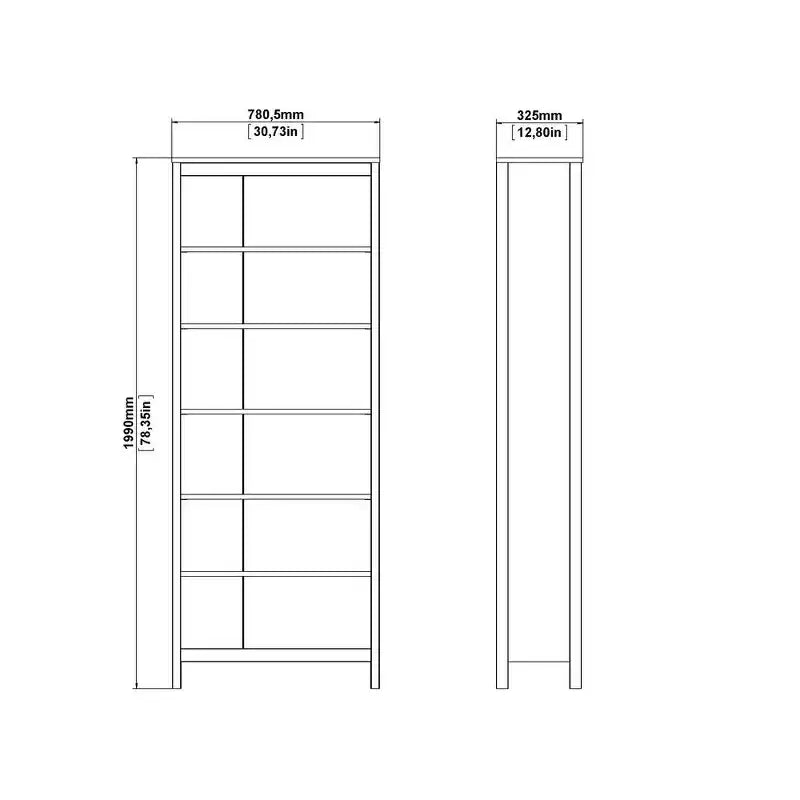 Tvilum, Bibliothèque réglable à 6 étagères Madrid, Étagère de rangement ouverte pour bureau à domicile, Blanc