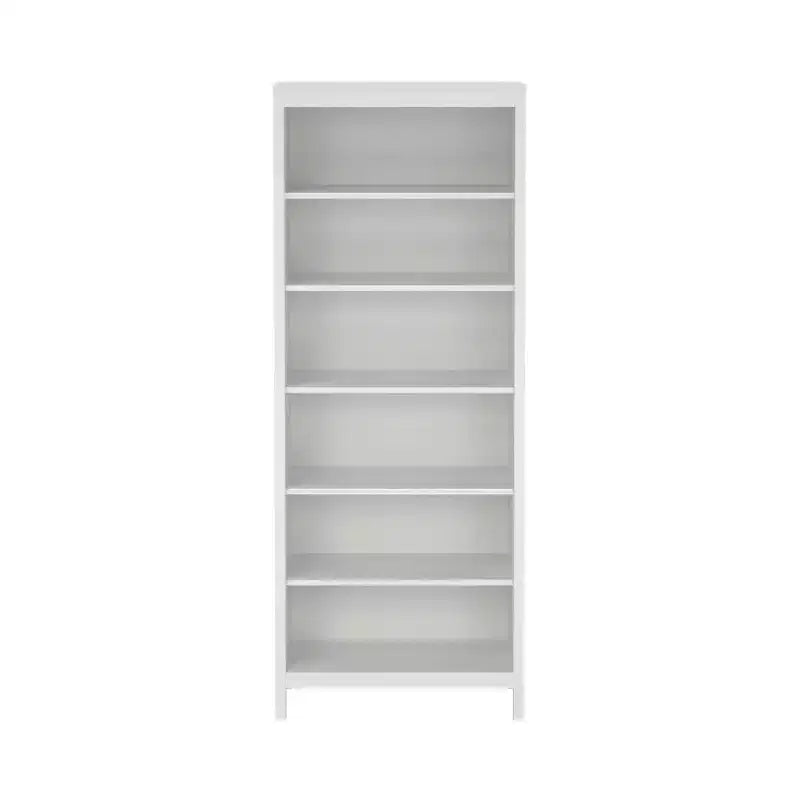 Tvilum, Madrid Adjustable 6 Shelf Bookcase, Open Storage Home Office Bookshelf, White