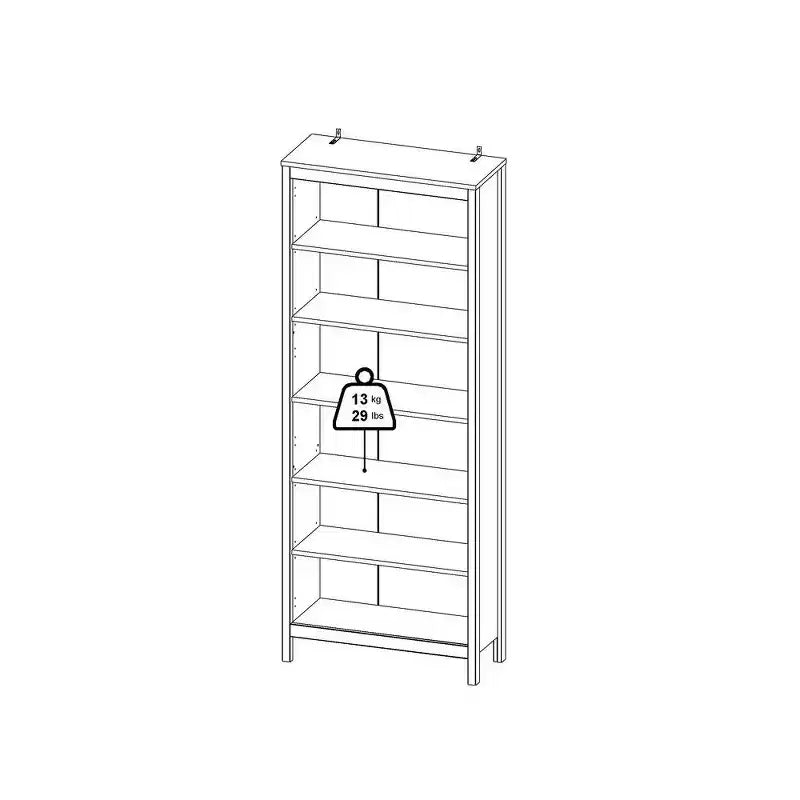 Tvilum, Bibliothèque réglable à 6 étagères Madrid, Étagère de rangement ouverte pour bureau à domicile, Blanc