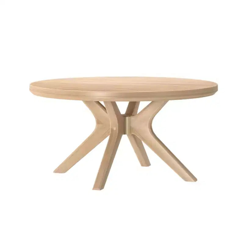 Table basse ronde à tréteaux en bois massif Plank+Beam, 36 po, pour salon