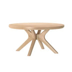 Table basse ronde à tréteaux en bois massif Plank+Beam, 36 po, pour salon