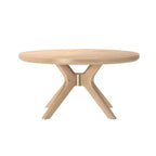 Table basse ronde à tréteaux en bois massif Plank+Beam, 36 po, pour salon