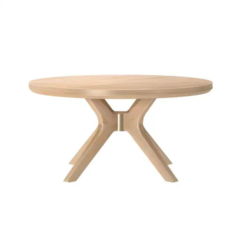 Table basse ronde à tréteaux en bois massif Plank+Beam, 36 po, pour salon