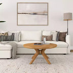 Table basse ronde à tréteaux en bois massif Plank+Beam, 36 po, pour salon