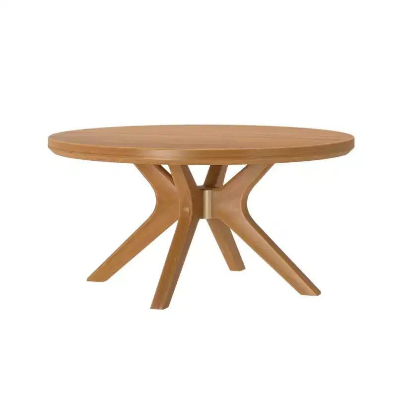 Table basse ronde à tréteaux en bois massif Plank+Beam, 36 po, pour salon