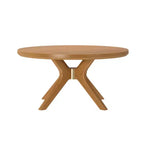 Table basse ronde à tréteaux en bois massif Plank+Beam, 36 po, pour salon