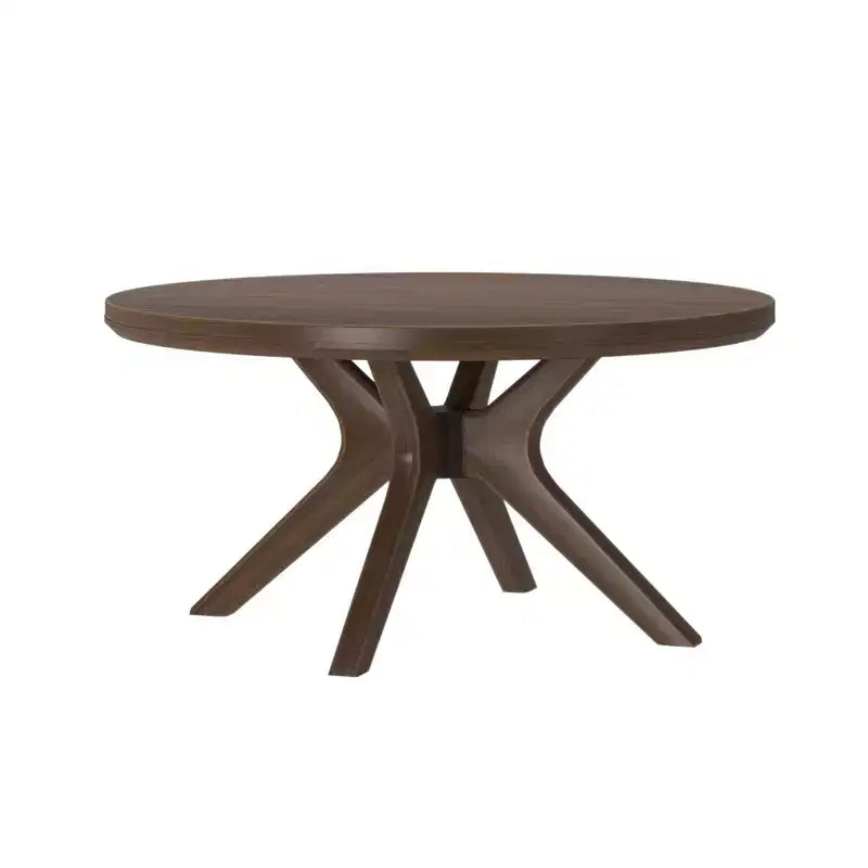 Table basse ronde à tréteaux en bois massif Plank+Beam, 36 po, pour salon