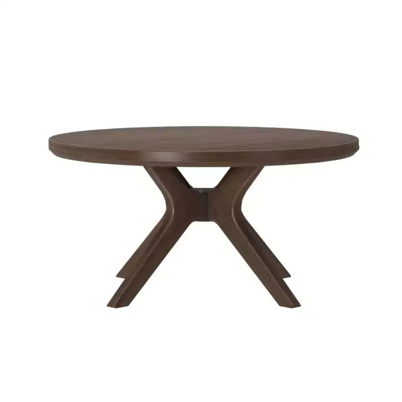 Table basse ronde à tréteaux en bois massif Plank+Beam, 36 po, pour salon