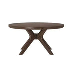 Table basse ronde à tréteaux en bois massif Plank+Beam, 36 po, pour salon