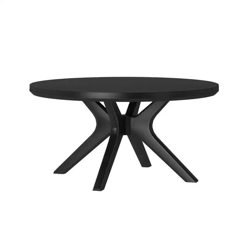 Table basse ronde à tréteaux en bois massif Plank+Beam, 36 po, pour salon