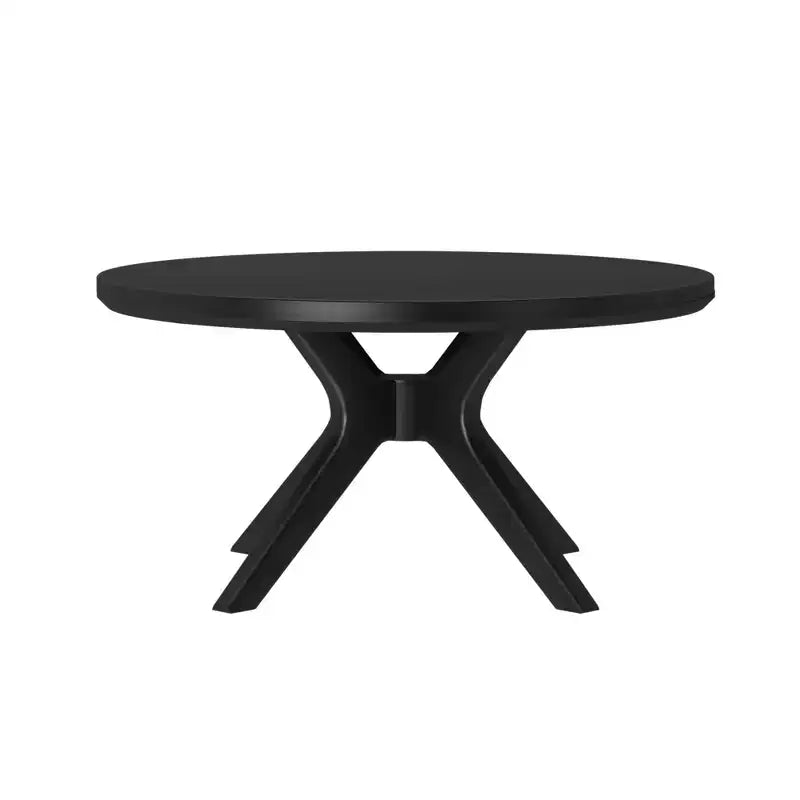 Table basse ronde à tréteaux en bois massif Plank+Beam, 36 po, pour salon