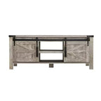 Table basse relevable SinCiDo 48 avec porte coulissante de grange et étagère réglable