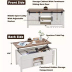 Table basse relevable SinCiDo 48 avec porte coulissante de grange et étagère réglable