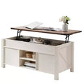 Table basse relevable SinCiDo 48 avec porte coulissante de grange et étagère réglable