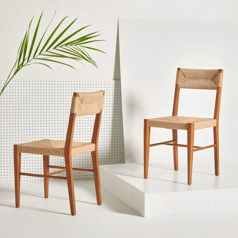 Chaises de salle à manger en rotin tressé (lot de 2) — 41,4 cm L x 54,1 cm P x 86,4 cm H