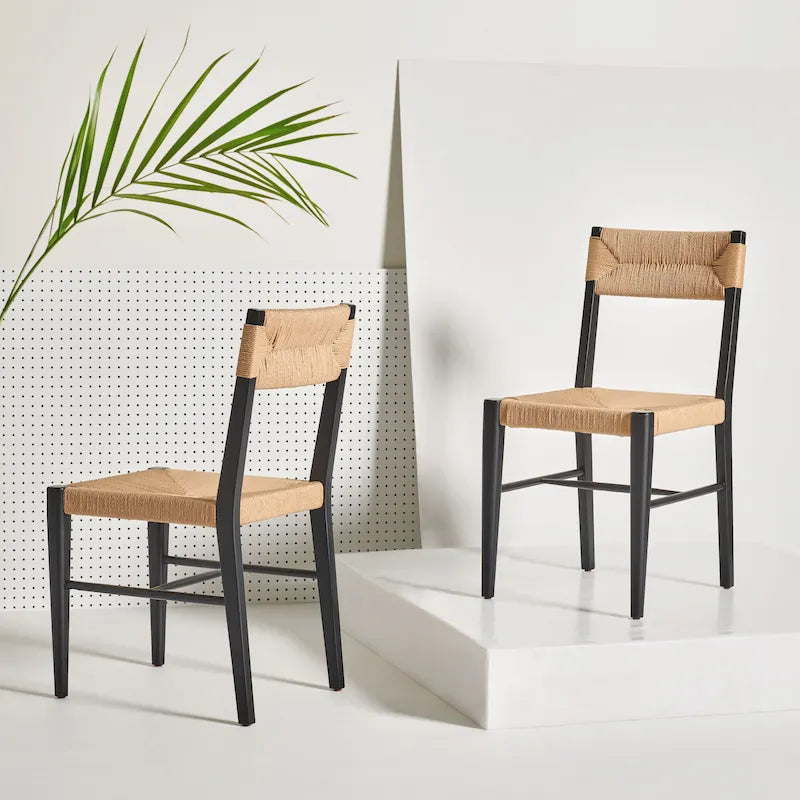 Chaises de salle à manger en rotin tressé (lot de 2) — 41,4 cm L x 54,1 cm P x 86,4 cm H