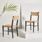Chaises de salle à manger en rotin tressé (lot de 2) — 41,4 cm L x 54,1 cm P x 86,4 cm H