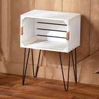 Table d'appoint en forme de caisse en bois rustique de la collection Lakeside avec poignées en jute