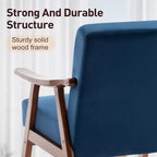 Fauteuil en Velours Accent, Chaises Modernes du Milieu du Siècle avec Dossier Ergonomique, Fauteuil de Lecture Individuel avec Cadre en Bois Massif pour Salon
