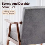 Fauteuil en Velours Accent, Chaises Modernes du Milieu du Siècle avec Dossier Ergonomique, Fauteuil de Lecture Individuel avec Cadre en Bois Massif pour Salon