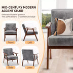 Fauteuil en Velours Accent, Chaises Modernes du Milieu du Siècle avec Dossier Ergonomique, Fauteuil de Lecture Individuel avec Cadre en Bois Massif pour Salon