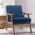 Fauteuil en Velours Accent, Chaises Modernes du Milieu du Siècle avec Dossier Ergonomique, Fauteuil de Lecture Individuel avec Cadre en Bois Massif pour Salon