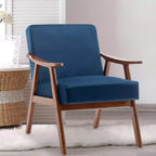 Fauteuil en Velours Accent, Chaises Modernes du Milieu du Siècle avec Dossier Ergonomique, Fauteuil de Lecture Individuel avec Cadre en Bois Massif pour Salon