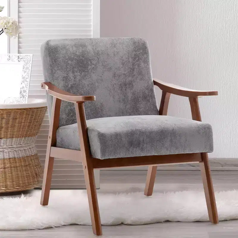 Fauteuil en Velours Accent, Chaises Modernes du Milieu du Siècle avec Dossier Ergonomique, Fauteuil de Lecture Individuel avec Cadre en Bois Massif pour Salon