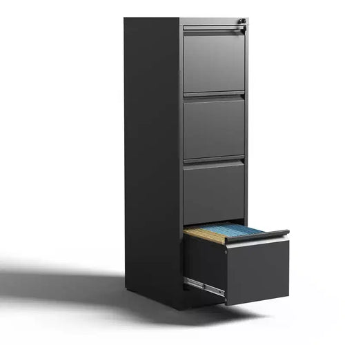 Meuble de classement à 4 tiroirs, Classeurs métalliques avec serrure pour dossiers de format A4/Lettre/Legal, Armoire de rangement verticale en acier pour bureau à domicile