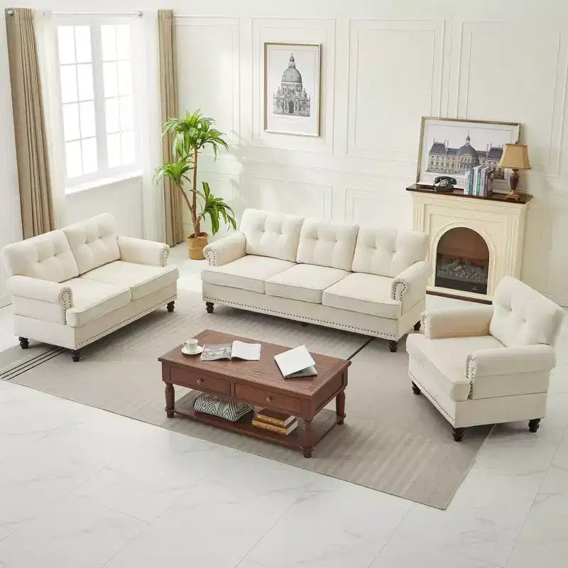Hyleory 67.32 Causeuse capitonnée en chenille pour salon ou chambre