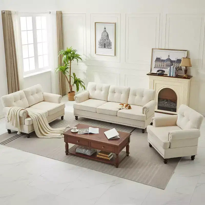 Hyleory 67.32 Causeuse capitonnée en chenille pour salon ou chambre