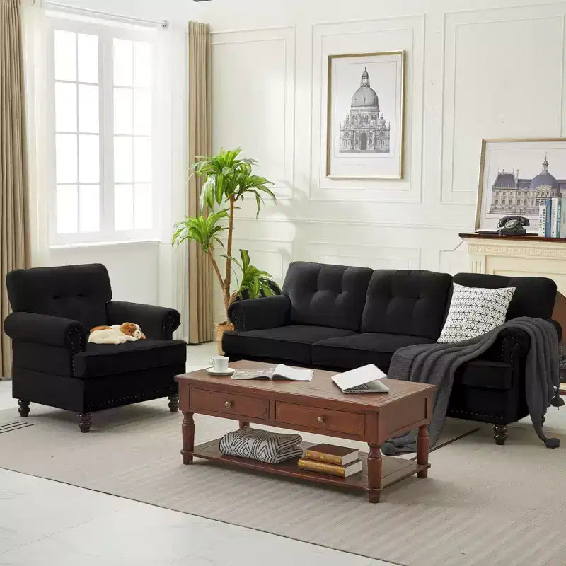 Hyleory 67.32 Causeuse capitonnée en chenille pour salon ou chambre