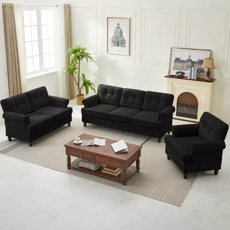 Hyleory 67.32 Causeuse capitonnée en chenille pour salon ou chambre