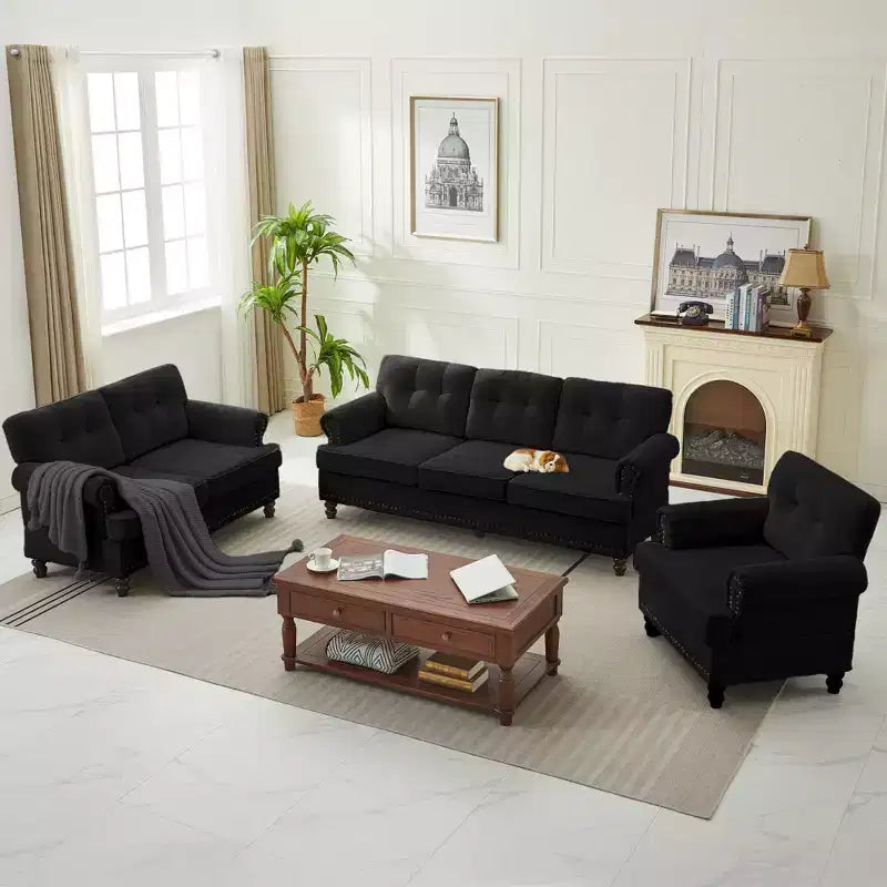 Hyleory 67.32 Causeuse capitonnée en chenille pour salon ou chambre