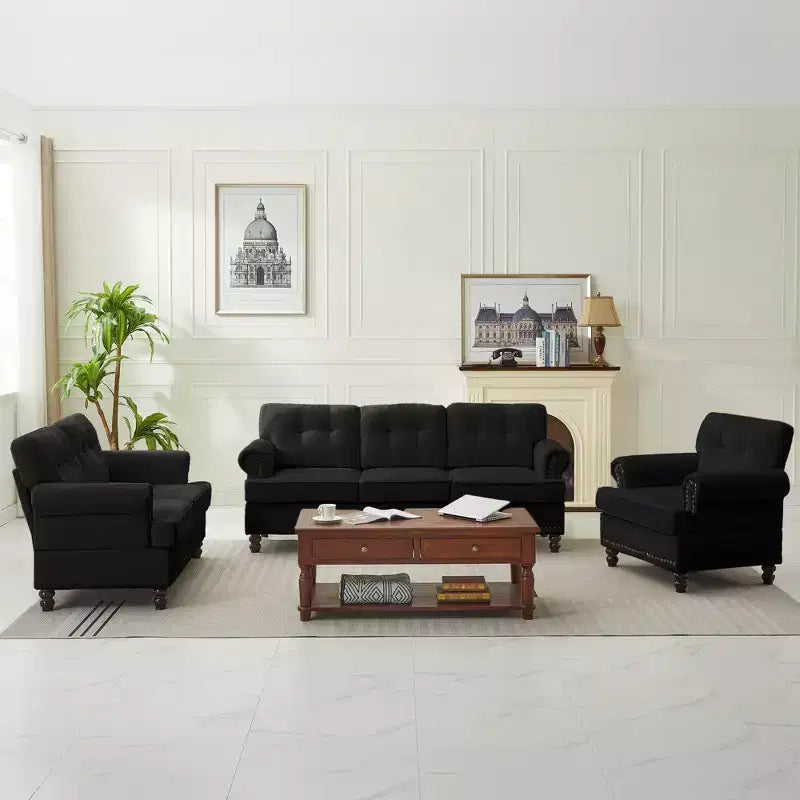 Hyleory 67.32 Causeuse capitonnée en chenille pour salon ou chambre