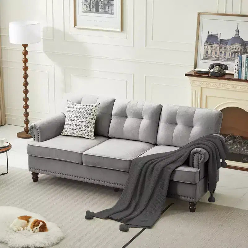 Hyleory 67.32 Causeuse capitonnée en chenille pour salon ou chambre