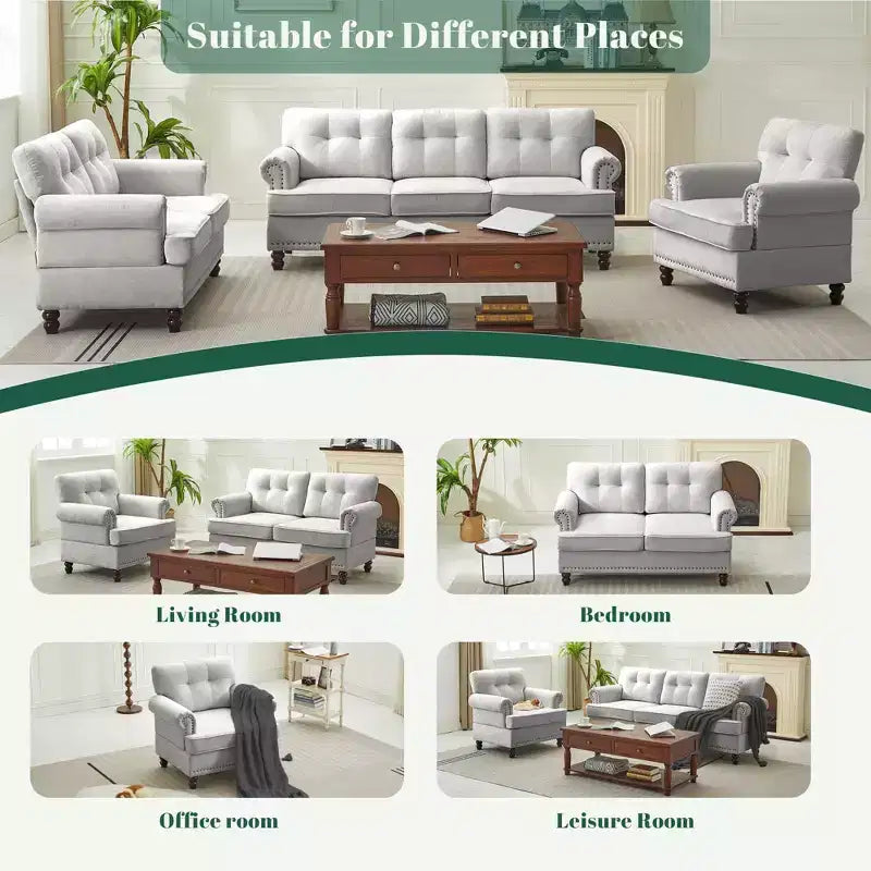 Hyleory 67.32 Causeuse capitonnée en chenille pour salon ou chambre