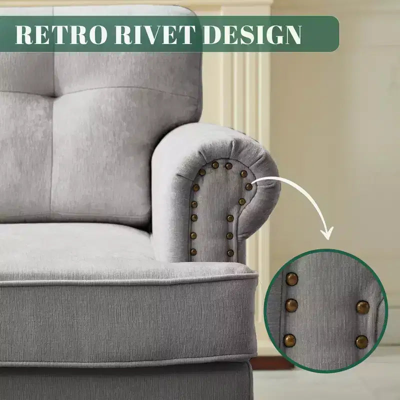 Hyleory 67.32 Causeuse capitonnée en chenille pour salon ou chambre