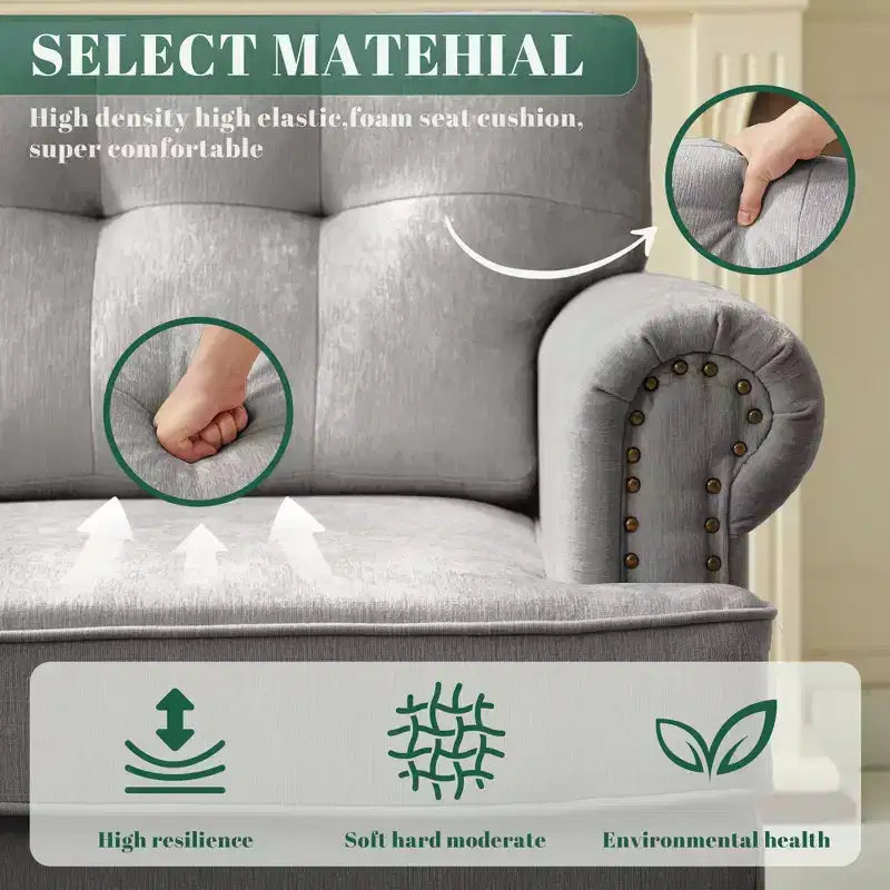 Hyleory 67.32 Causeuse capitonnée en chenille pour salon ou chambre