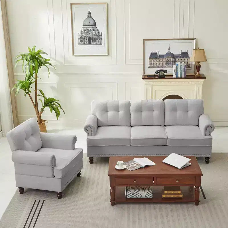 Hyleory 67.32 Causeuse capitonnée en chenille pour salon ou chambre