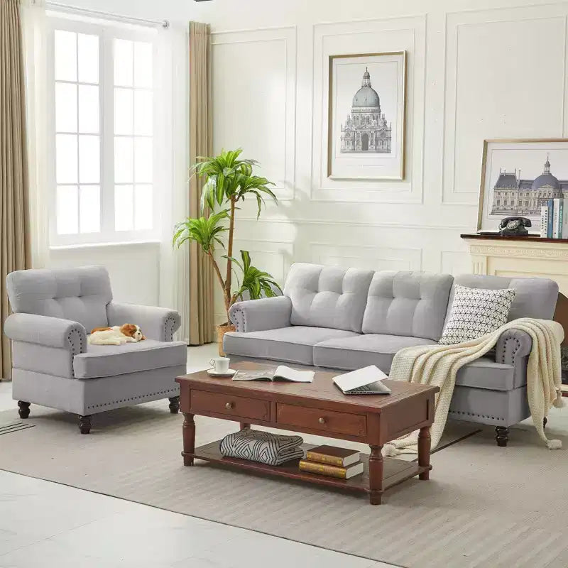 Hyleory 67.32 Causeuse capitonnée en chenille pour salon ou chambre