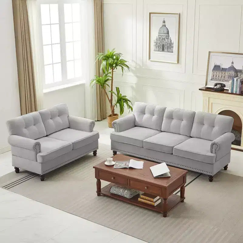 Hyleory 67.32 Causeuse capitonnée en chenille pour salon ou chambre