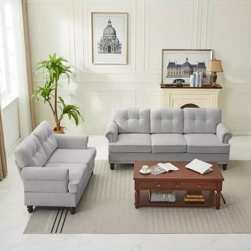 Hyleory 67.32 Causeuse capitonnée en chenille pour salon ou chambre